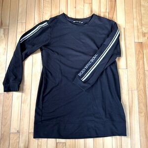 Black la vie en rose tunic-length sweatshirt with metallic stripes, size large